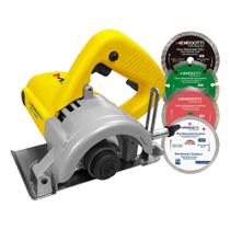 Serra Circular Mármore Com Kit Refrigeração MSM1300W + 4 Disco Diamantados Menegotti 127V