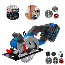 Serra Circular Profissional Portátil Recarregável 48V 1200W Corte em Madeira, Vidro, Azulejo e Tijolo