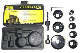 Serra copo para madeira kit com 11 pcs maleta fertak
