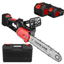 Serra Eletrica Grande 12 Polegadas Recarregavel Motosserra Sem Fio Portatil Poda Jardim Galhos Madeira Mercenaria