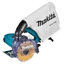 Serra Mármore 125mm 1450W 12000 RPM Industrial com Coletor de Pó Disco Chave 4100KB 220V Makita