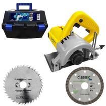 Serra Mármore 4.3/8 POL com Disco Diamantado Disco p/ Madeira e Maleta MENEGOTTI