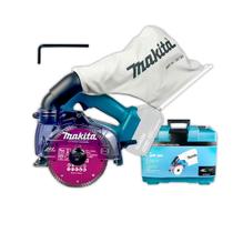 Serra Mármore à Bateria Makita DCC500ZKX1 18V 125mm 8800 RPM Motor Brushless Até 45º Com Maleta Sem Bateria Construção Civil Marmoraria Profissional