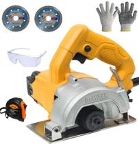 Serra Marmore DeWalt 125mm 1400W DW862 Kit 2 Discos Trena Óculos Luva