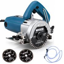 Serra Mármore Elétrica Profissional Wesco Corte 45 Piso 1450W 220v + Refrigeração Água e 2 Discos