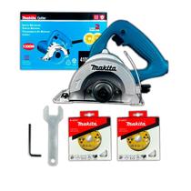 Serra Mármore Makita 4100NH3ZX2 1300W 110mm Furo 20mm 13800Rpm 127V ou 220V C/2 Discos D38261 Dupla Isolação Sem Maleta Construção Civil Marmoraria