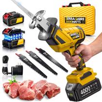 Serra Sabre Elétrica 48v Brushless 3000w Sem Fio 2 Baterias Profissional Corte Carne Osso