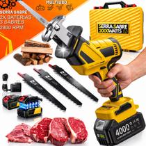 Serra Sabre Elétrica 48v Brushless 3000w Sem Fio 2 Baterias Profissional Corte Carne Osso Serra Sabre Elétrica 48v Brushless 3000w Sem Fio 2 Baterias Profissional Corte Carne Osso