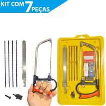 Serrote Mini Arco De Serra Ajustável Serrinha Corte Precisão Madeira Alumínio Pesca Aço 7 Peças Artesanato