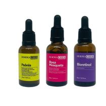 Sérum Dermachem Kit com 1 Sérum Peônia, 1 Sérum Rosa Mosqueta, 1 Sérum Bioretinol