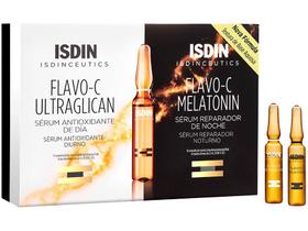 Sérum Facial Anti-idade ISDIN Isdinceutics - Flavo-C Ultraglican + Flavo-C Melatonin 20 Ampolas