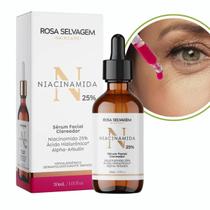 Sérum Facial Clareador Manchas Escuras Niacinamida 25% Ácido Hialurônico Skincare Rosa Selvagem 30ml Vegano