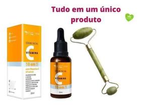 Serum Facial Vitamina C 10+ Pedra Jade Massageador Rosto Kit - Max love
