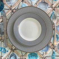 Serviço Americano Jacquard Conchas fundo Azul Claro - 35x45cm