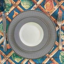 Serviço Americano Jacquard Conchas fundo Azul Forte - 35x45cm