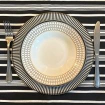 Serviço Americano Listrado Preto e Branco Impermeável - 35 x 45cm Serviço Americano Listrado Preto e Branco Impermeável - 35 x 45cm