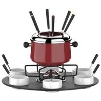 Serviço de fondue grande com base giratória vermelho 23 peças - Euro home