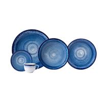 Serviço De Jantar 30 Peças Esfera Azul Porcelana Schmidt