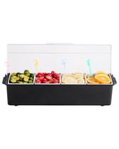 Servidor de condimentos refrigerados VEVOR de 4 compartimentos refrigerado a gelo com tampa