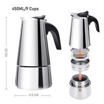 Servidores de café bules de chá 450ml cafeteira moka cafeteira expresso cafeteira italiana cafeteiras de aço inoxidável Servidores de café bules de chá 450ml cafeteira moka cafeteira expresso cafeteira italiana cafeteiras de aço inoxidável
