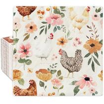 Servilletas de Papel con Diseño de Gallinas Acuarela Floral x80