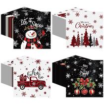 Servilletas de Papel Navideñas Janlaugh 200 Piezas Diseño de Muñeco de Nieve
