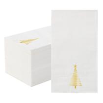 Servilletas Navideñas Tamone 100 piezas de 3 capas con Árbol de Navidad Dorado