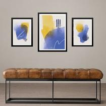 Set 3 Quadros Abstratos Azul e Amarelo Set 3 Quadros Abstratos Azul e Amarelo
