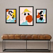 Set 3 Quadros Abstratos Mulheres - Verâo - Com Vidro Set 3 Quadros Abstratos Mulheres - Verâo - Com Vidro