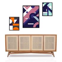 Set 3 Quadros Abstratos Pantone Colors - com vidro