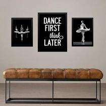 Set 3 Quadros Balé Adulto - Frase - Com Vidro