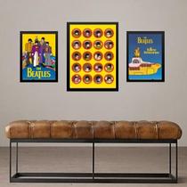 Set 3 Quadros Beatles - Yellow Submarine - Com Vidro