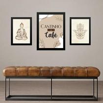 Set 3 Quadros Cantinho Do Café Zen - Com Vidro