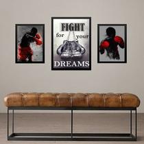 Set 3 Quadros Decorativos Esporte Boxe Set 3 Quadros Decorativos Esporte Boxe