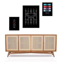 Set 3 Quadros Decorativos Gamer Preto - Com Vidro Set 3 Quadros Decorativos Gamer Preto - Com Vidro
