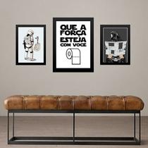 Set 3 Quadros Divertidos Banheiro Masculino - com vidro