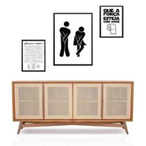 Set 3 Quadros Divertidos Banheiro Unissex - com vidro