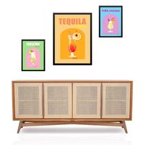 Set 3 Quadros Drinks e Coquetéis Tropicais - com vidro Set 3 Quadros Drinks e Coquetéis Tropicais - com vidro