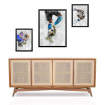 Set 3 Quadros Futebol Aquarela - com vidro