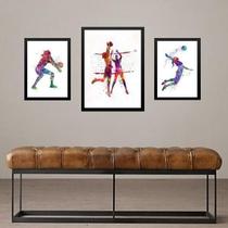 Set 3 Quadros Jogadoras De Vôlei Set 3 Quadros Jogadoras De Vôlei