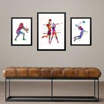 Set 3 Quadros Jogadoras De Vôlei Set 3 Quadros Jogadoras De Vôlei