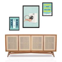 Set 3 Quadros Lavanderia Divertida - com vidro