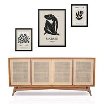 Set 3 Quadros Matisse Preto Branco Cinza - Com Vidro Set 3 Quadros Matisse Preto Branco Cinza - Com Vidro