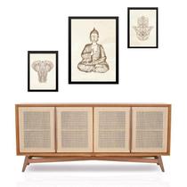 Set 3 Quadros Zen Minimalista Buda - Com Vidro