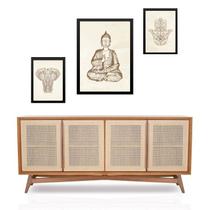 Set 3 Quadros Zen Minimalista Buda - com vidro