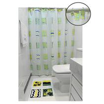 Set Acessórios Banheiro tapete cortina ganchos para cortina 3pcs Greenish 711-sc3100 Branco