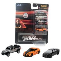Set c/ 3 Carros Velozes e Furiosos Jada Toys Nano Metalfigs 1.65 IN
