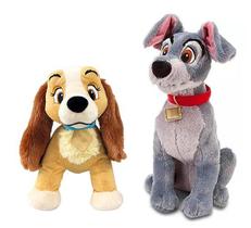 Set com 2 Bonecos Pelúcia Original Disney Dama e Vagabundo