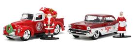 Set com 2 Miniaturas Belair e Pickup Com Figuras Natal Jada 1/32