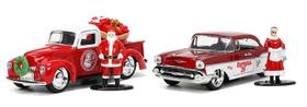 Set com 2 Miniaturas Belair e Pickup Com Figuras Natal Jada 1/32